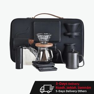 Muggar utomhus camping kaffekombination tillbehör reser kaffesatser med elektronisk skala keramik hög kvalitet 231214