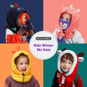 Caps Hats Kocotree Kids Winter Ski Hats Gloveschristmas Gift Lovely Warm Cartoon Soft Hat With Face Mask Caps for Children Boys Girls 231213