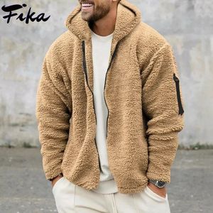 Men's Jackets 2023 Autumn Winter Casual Loose Wool jacket Men's fluffy jacket Retro zippered hooded jacket Men's thick warm jacket 231214