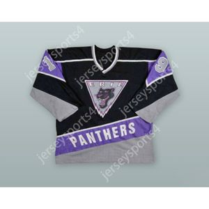 Custom COLIN FOLEY 19 ERIE PANTHERS BLACK HOCKEY JERSEY NEW Top Stitched S-M-L-XL-XXL-3XL-4XL-5XL-6XL