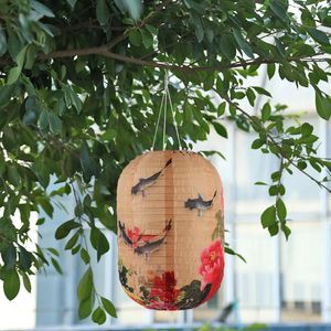 Garden Decorations 25cm Waterproof Solar Lanterns LED Light Nylon Cloth Chinese Japanese Hanging Lamp Outdoor Wedding Holiday Party Decor