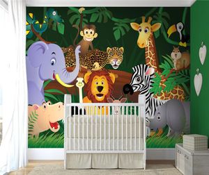 Mural Jungle Animals Tapeta Mural 3D Tapeta dla dziecięcej sypialni tła