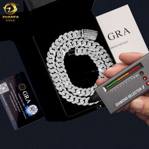 Hip Hop Jewelry Fashion Baguete Moissanite Pass Diamond Tester Colar Moissanite Iced Out Moissanite Cuban Link Chain