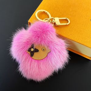 with BOX Designer Keychain Fur Lanyards Mens Metal Buckle Keychains for Men and Women Car Key Chain Bag Charm Unisex Keyring 3colors