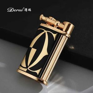 Derui New High-end Metal Retro Grinding Wheel No Gas Lighter with Personality Men's Gadgets Gift Cigarette Accessories