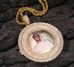 Hip Hop Iced Out Custom Picture Pendant Halsband med repkedja Koppar Zirkon Round Diamond Anpassad Par Familjsmycken Love 5356875