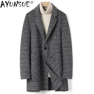 Men's Wool Blends Winter Wool Coat Men's Medium Thick Down Liner Double-sided Woolen Jacket for Men Business Suit Men's Blazer Non-cashmere 231213