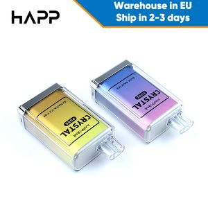 Authentic Happ Crystal 6000 Puffs E Cigarettes Disposable Vape Pen 1500mAh Battery 10 Flavors 2% 12ml Capacity 6k Puffs Bar