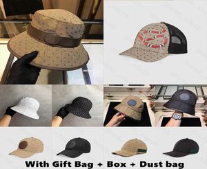 Для подарка с коробкой Подарочный мешок Мешок для пыли 2021 Дизайнерские панамы Кепка-бини для мужчин Женские бейсболки Гольф Snapback Stingy Brim 1210928