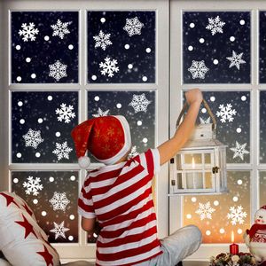 38pcs/lot White Snowflakes Glass Stickers for Window Christmas Decoration Stickers electrostatic double-side Decal Wall Stickers
