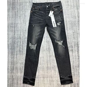 Jeans masculinos Real Life Po Roxo Marca Europa Americano Nicho Moda Slim Stretch Calças Clássico Personalidade Calças Rasgadas