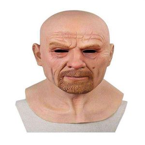 Cosplay Old Man Face Mask Halloween 3D Latex Head Vuxen Masque Lämplig för Halloween -fester Bars Dance Halls Aktiviteter G220412276P