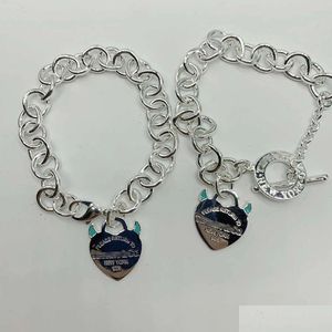Charm Bracelets Designer Ism High Quality Jewelry Sier Ot Buckle Thick Chain Heart Brand Bracelet For Men And Womens Couple Drop Deli Otjrr