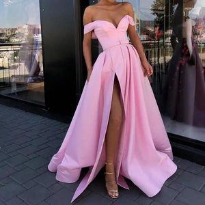 Casual klänningar damer söt rosa fest slitage kväll brudtärna klänning kvinna sommar kvalitet lång av axel gul prinsessan prom elegant