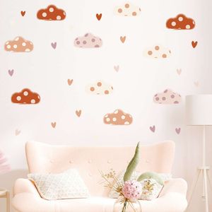 Boho Style Clouds Heart Shape Wall Stickers Cute artoon Bohemian nursery Wall Decals for Baby kids Room Home Decorative Murals