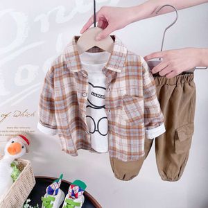 2023 neue Produkt 1-3-4 Jahre Alten Frühling und Herbst Baby kinder Hemd + t-shirt + hosen Drei Stück Set