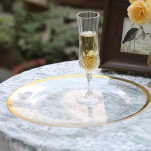 50 PCS Charger Plates Clear Plastic Tray Gold Silver Round Plates 13 Inches Acrylic Decorative Service Plate For Table Setting