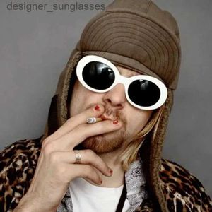 Solglasögon kurt cobain retro ovala solglasögon man vintage modemärke solglasögon klassiska vita svarta lenter de sol mujerl231214