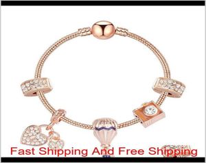 2020 novo estilo charme pulseira feminina moda contas pulseira banhado a ouro rosa diy pingentes pulseiras jóias meninas u4tnf f82ty2679572