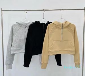 yoga sweatshirt tüpü yarım zip kapüşonlu açık eğlence kazak sporu kıyafetleri kadın üstleri egzersiz fitness gevşek kalın yoga ceketler egzersiz moda 2029997943