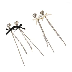 Stud Earrings Y1UE Minimal Pearl Fringe Bowknot Heart Christmas Gift Earring Wedding Jewelry