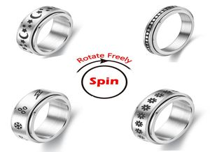 Spinner ångestringar för kvinnor roterar fritt anti -stress tillbehör smycken Nytt trendmönster rostfritt stål juvely4822400