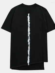 Tute da uomo Abiti stile avanguardia scura Design decostruttivo Yamamoto Kazumi T-shirt giapponese lunga dipinta a mano con asimmetrica