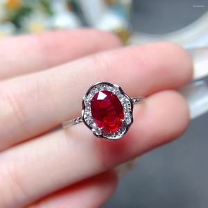 Cluster Rings Sterling Silver 925 Wedding Ring Ruby Natural Gem Women's Luxury Free Mailing smycken Original Butik