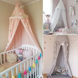 Beşik ağ çocuk yatak kanopi perde çocuklar çadır evi kız prenses yuvarlak kubbe bebek karyola asma oda dekorasyonu 231213