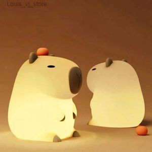 Luzes noturnas Capivara Luz Noturna Bonito Dos Desenhos Animados Lâmpada de Silicone USB Recarregável Timing Dimming Sleep Night Lamp para Decoração de Quarto Infantil YQ231214