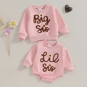 Pullover 2023 11 02 Lioraitiin 0 4Y Baby Girls Clothes Letter Embrioidery Long Sleeve Cotton Sweatshirts Rompers Big And Lil Sis 231214