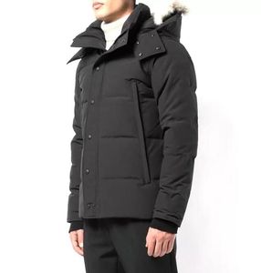 Vinter Fourrure Down Parka Homme Jassen Chaquetas Ytterkläder Wolf Päls huva Fourrure Manteau Wyndham Canada Jacketrock Hiver Doudoune Mens Xiaocaishenclothing