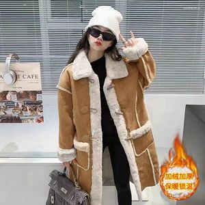 Clothing Sets Teen Girls Long Fur Coat Children Plus Fleece Thickening Warm Large Outerwear Horn Button Thick Overwear Winter Clothes For