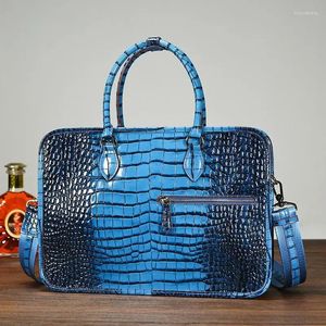 Briefcases Fashion Alligator Men's Briefcase Crocodile Pattern Cowhide Leather Travel Bags Handbags Men Shoulder Messenger Laptop