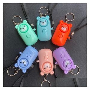 Keychains & Lanyards 6 Colors 130Db Bear Alarm Keychains Personal Led Flashlight Self Defense Keyrings Safety Security Alert Device Ke Dhspv