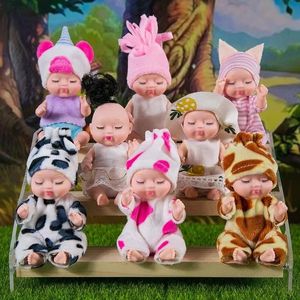 Dockor mode 11 cm simulerad rebirth docka leksak mini söt sömn baby serie dolltecknad djur leksak barns födelsedagspresent 231214