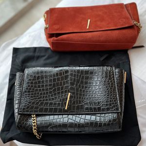 양측 디자이너 가방 체인 크로스 바디 백 체인 핸드백 여성 악어 진짜 가죽 스웨이드 플랩 백 금속 하드웨어 편지 고품질 클러치 지갑 지갑
