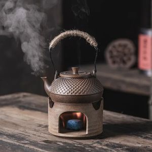 Wasserflaschen, japanische Retro-Keramik-Teekanne mit Holzkohleofen, Teebrühkanne, einzelne Kung-Fu-Teegeschirr-Töpfe, Herstellungsgerät 231214