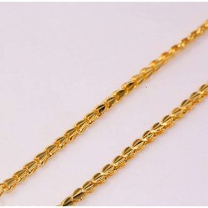 Mode 999 Solid Pure Gold Chain Halsband smycken Kvinnor Dam Bridal Engagement Wedding Halsband