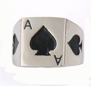 FANSSTEEL stainless steel vintage mens or wemens jewelry SIGNET CLASSIC POKER SPADE A LUCKY RING 13W77254L2531070