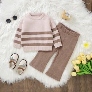 Kleidungssets Kleinkind Baby Mädchen Kleidung Herbst Winter Braun Rundhals Volle Ärmel Pullover Pullover Hosen Outfits Für Geboren 2 stücke Anzüge