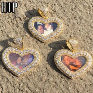 Hip Hop Love Shape Iced Out Bling Custom Made Po Collana con zirconi cubici per gioielli da uomo con catena da tennis CX2007252941