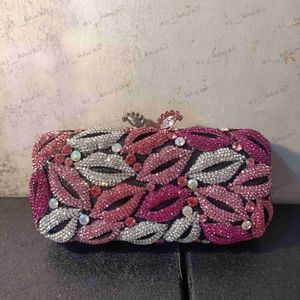 Evening Bags Women Pink Lips Crystal Clutch Purse Stone Evening Bags Wedding Rhinestones Handbags Bridal Diamond Purses Birthday Clutches Bag T231214