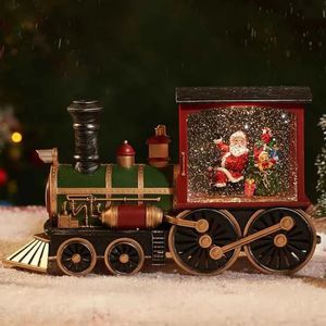 Decorative Objects Figurines Santa Claus Christmas Eve decor Box Train decor Box Crystal Ball Ornament Table Christmas Decoration 2024 231214