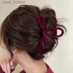 Headwear Hair Accessories Red Velvet Bow Hair Clips Autumn Winter Women Hair Cl Clip French Elegant Hairpin Korean Hair Accessories Female Headwear GiftL231214