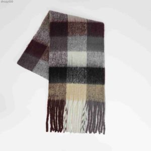 2023 AC шарф в цветную клетку большого размера с кисточкой, мягкая осенне-зимняя толстая теплая шаль для женщин, разные цвета LYK9
