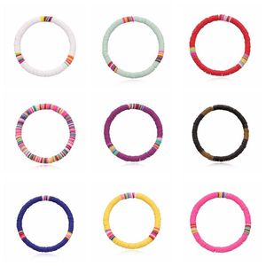 12PCS Soft Clay Surfer African Beads Choker Colorful Jelly Bracelet Elastic Handmade Boho Lightweight for Women Girls 6mm Summer B239I