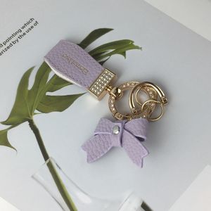 Creative Diamond bow key chain men women exquisite lovely bag pendant beautiful party gift car purple key chain