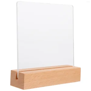 Dekorativa plattor Nagel Display Board Acrylic Sign Holder With Wood Base Manicure Charm Storage Art Tips Tips Fake Nails