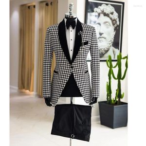 Abiti da uomo Pied de poule Business For Men 2 pezzi Check Wedding Groom Tuxedo 2024 Slim Fit Fashion Blazer con pantaloni Custom Made